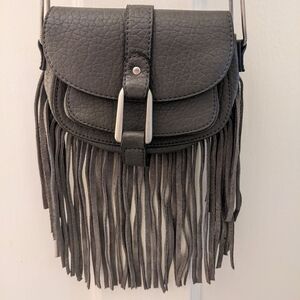 Fringe Mini Bag - Grey -Crossbody.